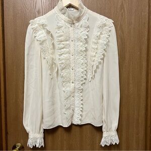 Vilshenko Elegant Cream Lace Blouse